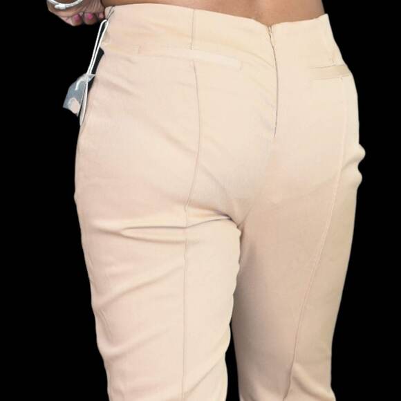 Camila Coelho Pants Tan Taupe Waist Cutouts High Waisted Tapered Trouser Medium - Picture 5 of 13